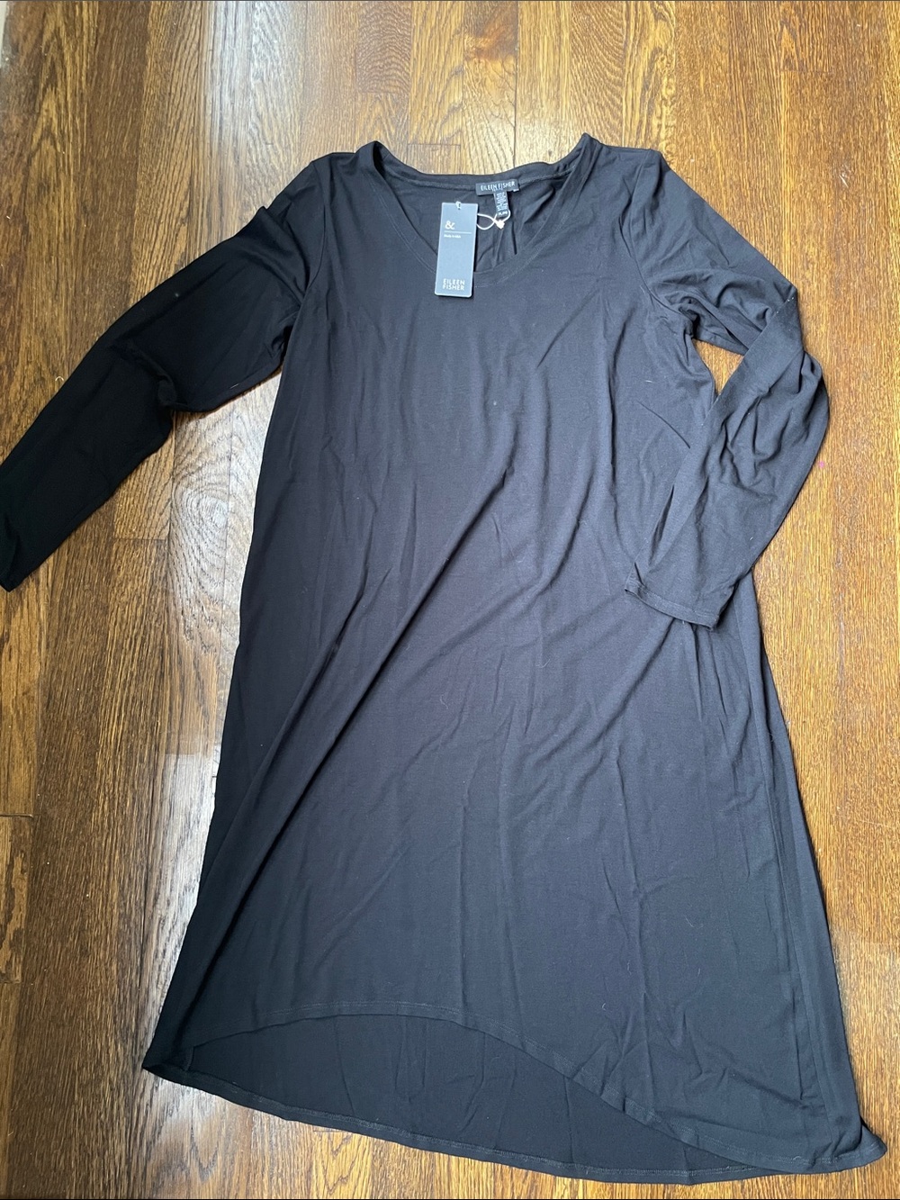 Eileen Fisher NWT Black Long-Sleeve A-Line Dress